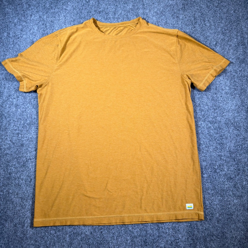 Vuori Strato Tech Tee Shirt Mens Large Mustard Yellow Heathered Lightweight